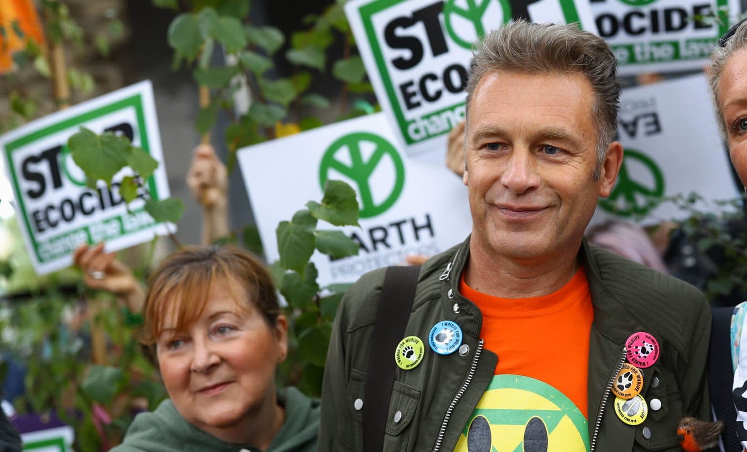 Activist and presenter Chris Packham at a 'Stop Ecocide' protest.